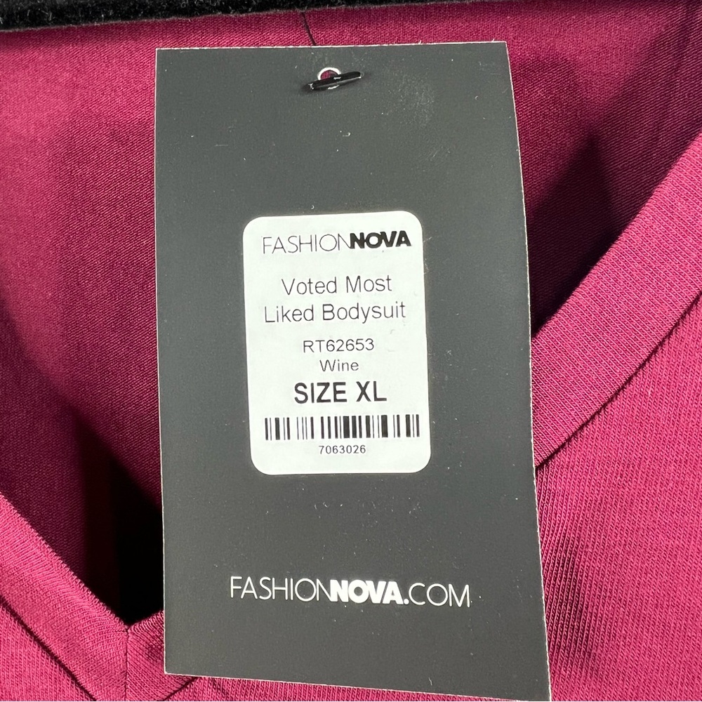 Fashion Nova Women's Voted Most Liked Bodysuit Top Shirt Size XL Wine Brand New - Picture 6 of 8